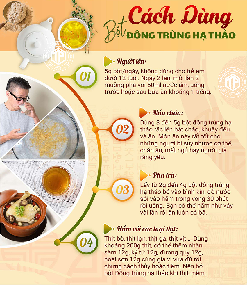 Cách dùng bột đông trùng hạ thảo
