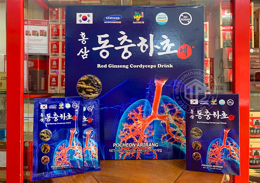 Nước hồng sâm đông trùng hạ thảo bổ phổi Pocheon hộp 30 gói x 70ml
