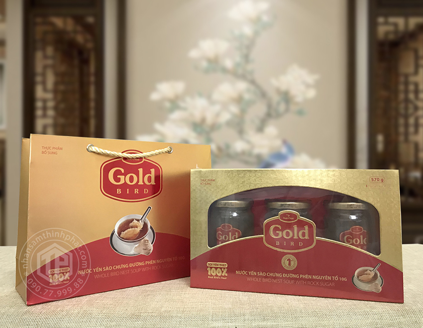 Tổ yến chưng đường phèn 100% tổ yến hộp 3 hũ - 190g/ hũ - Gold Bird