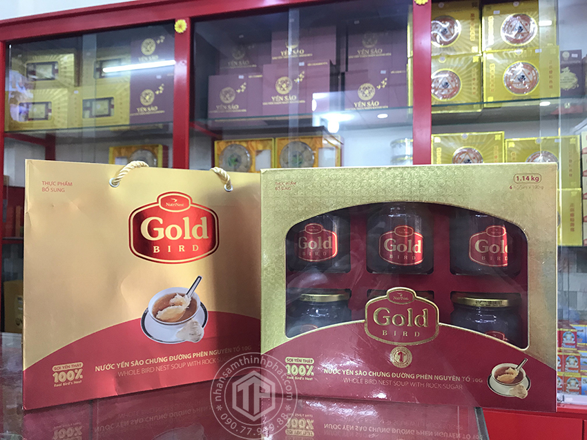 Tổ yến chưng đường phèn 100% tổ yến hộp 6 hũ - 190g/ hũ - Gold Bird